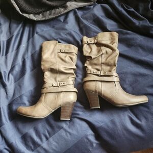 White Mountain Tan Heeled Slouch Boots